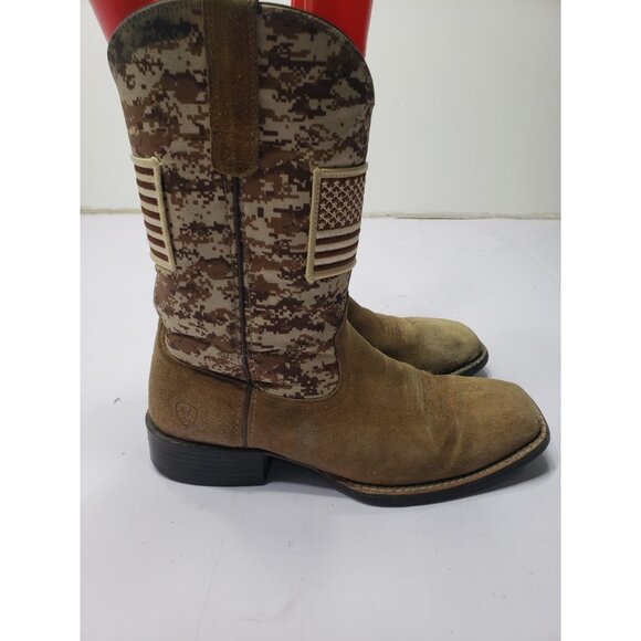 Ariat 10019959 Men\'s Wide Brown Suede Camo American Flag Western Boots Size 11EE main image 9
